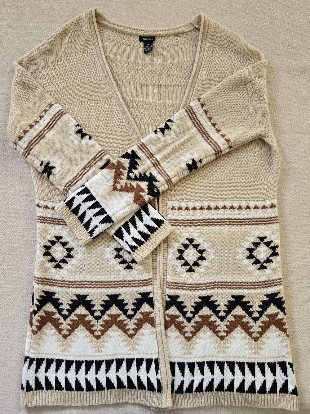 rue21 Oversized Southwestern Aztec Knit Open-Front Cardigan M